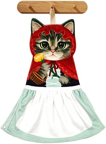 פט ג'ומג נסיכה חמודה מגבות יד לחתול למטבח אמבטיה, חתול בית מגבת מגבת תלייה מגבות סופגות רכות ומצחיקות