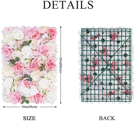 פאנל קיר פרחים של פאוור 2 חבילה של לוחות פרחים מלאכותיים בגודל 16X24 לוחות פרחים בעבודת יד לוחות קיר קיר