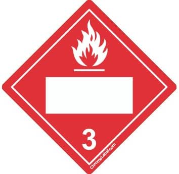 Chromalabel 1 אינץ 'ריבוע עמיד קבוע D.O.T. תוויות סכנה, דליקה דליקה של כיתה 3, 250/גליל