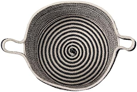 שטיחי סופר שטיחים בית חווה סל צמח/אדנית רב-מטרה פח עליון פתוח עם ידיות, סל חבלים כותנה, 8 אינץ
