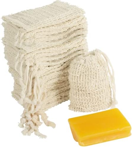 100 יחידות סיסל סבון שומר תיק עם שרוך, פלסטיק-משלוח סבון שומר שקיות לשימוש חוזר & מגבר; טבעי סבון פילינג