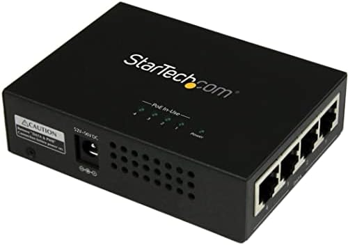 Startech.com 4 יציאה Gigabit Midspan - POE+ מזרק - 802.3AT ו- 802.3AF - כוח הניתן להרכבה על קיר על Ethernet