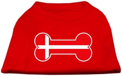 מיראז ' מוצרים לחיות מחמד עצם בצורת דנמרק דגל מסך הדפסת חולצות אדום