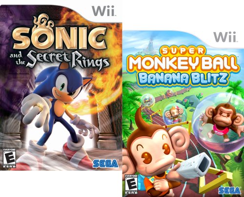 חבילת כיף של Sega הכוללת את סוניק והטבעות הסודיות וכדור סופר קוף בננה בליץ - נינטנדו Wii