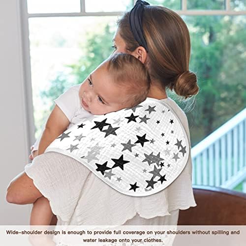 דפוס כוכב Yyzzh כוכבים שחור לבן כוכבים מוסלין בגידים לתינוק 1 אריזה כותנה כביסה כביסה של מטליות לתינוקות