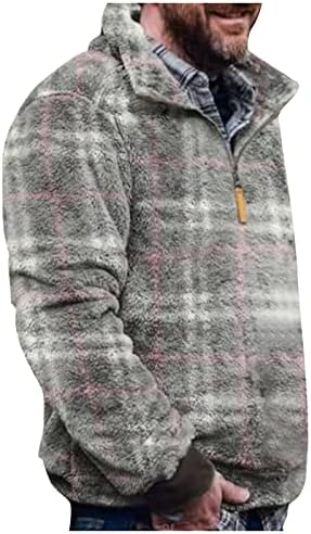 סווטשירטים של פליס XZHDD לגברים, מעיל סוודר סוודר סגנון חורפי של בוהו חורפי 1/4 רוכסן סוודר חם מזדמן