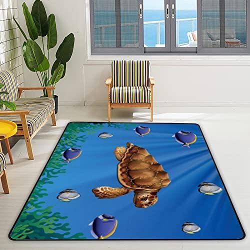 זוחל שטיח מקורה משחק מחצלת ים צב שחייה לשחייה לסלון חדר שינה משתלת חינוכית שטיחים שטיחים 63x48in