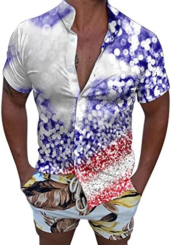 חולצות בהוואי לגברים סווטשירט מודפס שרוול חולצה חוף אביב דגל אופנה דגל קיץ חולצות קצרות גברים מובילים