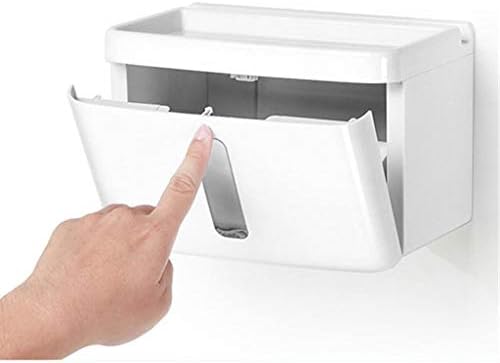 מחזיק נייר טואלט רב תכליתי של JYDQM עם מדף טלפון ואחסון מגירות, אגרוף רכוב על קיר קופסת מתקן