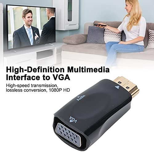 Shanrya HDMI למתאם VGA, תאימות HDMI Converter ABS ניידת עם 2 כבל שמע לתערוכת מצגת