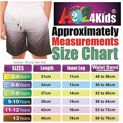 A2Z 4 לילדים מכנסיים קצרים צבע שיפוע בניגוד שני תלבושת קיץ טונים בנות בנות בנות בגילאי 5-13 שנים