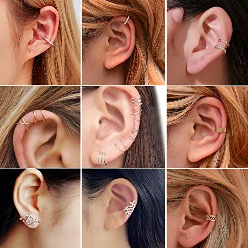 20 יחידות מתכוונן אזיקי אוזן עגילי סט לנשים נירוסטה ללא פירסינג סחוס קליפ על לעטוף עגיל סט