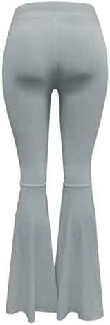 התלקחות מותנית גבוהה פלאצו מכנסי רגל רחבים ארוכים לנשים Bootcut משנות 70 דיסקו גלאם פעמון תחתון יוגה מכנסיים