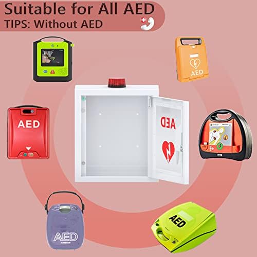 ארון רכוב דפיברילטור AED, ארון אחסון פלדה עם אזעקה ואור, ארון AED מתאים לכל המותגים מדעי הלב, Zoll, AED דפיברילטור,