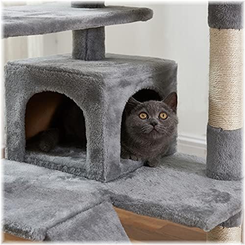 חתול מגדל, 52.76 סנטימטרים חתול עץ עם סיסל מגרד לוח, חתול מגדל עבור מקורה חתולים עם מרופד פלטפורמה,