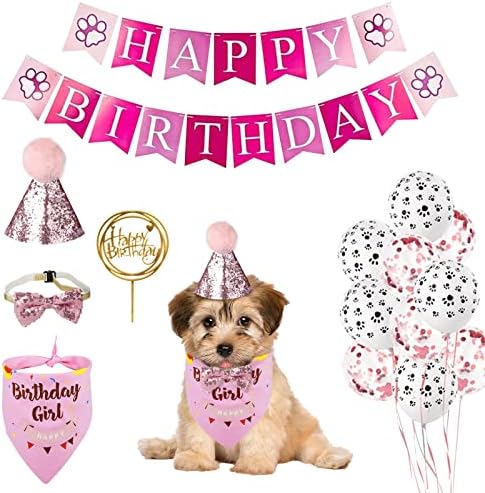 ציוד למסיבות יום הולדת של Guoyihua כלב, צעיף בנדנה של יום הולדת לכלב, כובע מסיבת יום הולדת לילד