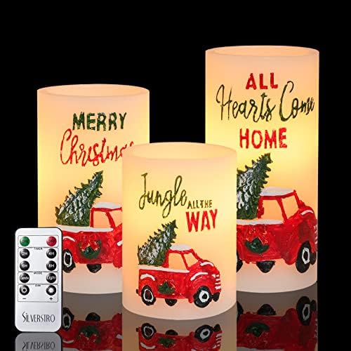 משאית סילברסטרו עץ חג המולד נרות חסרי פלימה סוללת שעווה אמיתית המופעלת על נרות עם שלט של 10 מפתחות - נרות LED