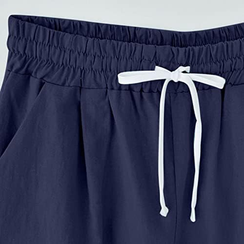 למדודן נשים קיץ מכנסי פשתן כותנה 2023 יום עצמאות שרוך מותניים אלסטיים מכנסיים קצרים מכנסיים