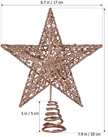 AMOSFUN GLITTER STAR זהב עץ חג המולד טופר עץ חג המולד קישוט עליון קישוט