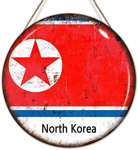 דגל צפון קוריאה קולב דלת ברוך הבא דגל צפון קוריאה דגל קוריאה כפרי בית חווה עץ שלט לוחית קיר תלויה כפרי מזכרת נסיעות