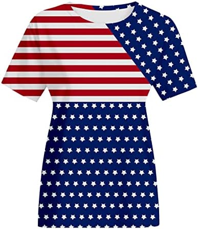 4 ביולי חולצות חולצות לנשים שרוול קצר o חולצת טריקו צוואר ארהב כוכבי דגל פסים פטריוטי צמרות רופפות