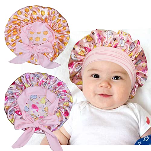 2 pcs חבילה Baby Bonnet Kids Bonnet Bonnet תינוקת סאטן משי שיער שיער עבור בנות בנות פעוט תינוקות יילודים