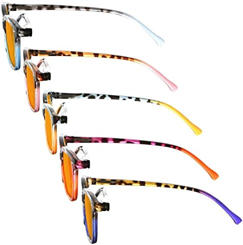 Eyekeppper 5 חבילה משקפי עדשות כחולים נשים מסך מסך מסך חוסם את קוראי קרני UV לקריאת מחשב כתום גוון +1.50