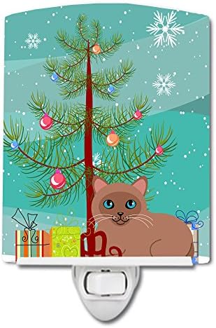 אוצרות קרוליין ב4433 ליטר חתול טונקיני עץ חג המולד שמח מנורת לילה קרמית, קומפקטית, מוסמכת, אידיאלית