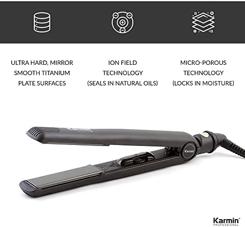 קארמין 1 אינץ 'טיטניום ברזל שטוח מחליק שיער מקצועי יוני יוני שלילי יון קרמיקה יישור שיער סטיילינג ברזל,
