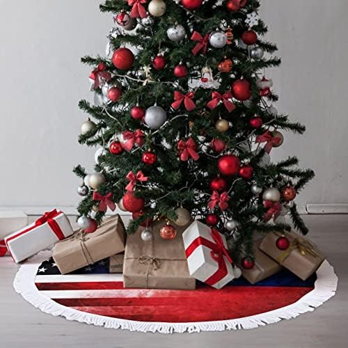 וינטג 'ארהב ודגל ונצואלה חצאית עץ חג המולד חג המולד עץ עץ מחצלת קישוטי ציצים לקישוטים למסיבת חג 30/36/48