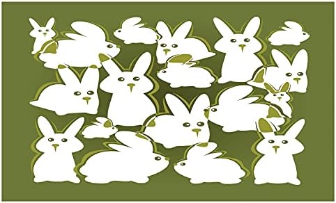 מחזיק מברשת שיניים קרמיקה של אמבסון ארנב, ארנבים לבנים מצוירים על רקע ירוק איור של חיה של פסחא, איור דקורטיבי