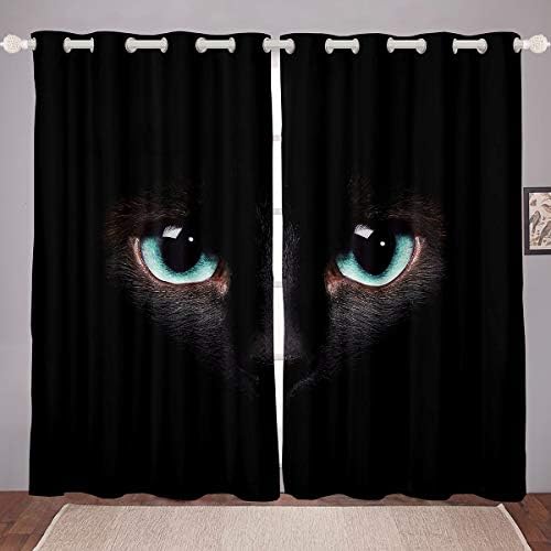טיפולי חלון חתול שחור ארוזברידילי עם עיניים ירוקות לוחות וילון לילדים בנות בנות בני נוער מחמד חלון בעלי