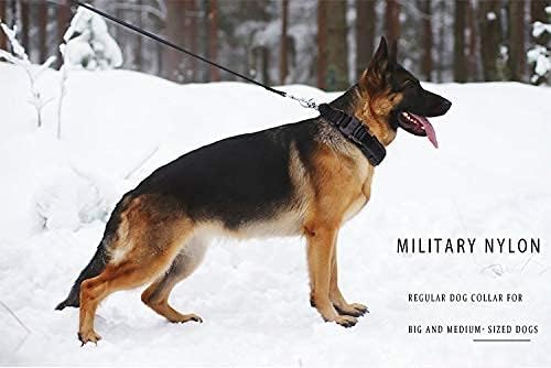 הרפט מתכוונן צווארון כלבים טקטי צבאי ניילון כבד אבזם מתכת כבד עם ידית בקרה לאימוני כלבים, 1.5
