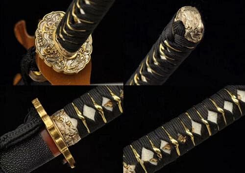PJXC יפני סמוראי קטאנה חרב עור דגים חריף T10 חימר מחוסם