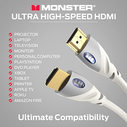 Monster HDMI כבל 4K Ultra HD עם Ethernet - עמידות בפני קורוזיה 24K אנשי קשר זהב ורדים וחיבור V -Grip -