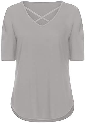 חולצת בנות שרוול קצר נגד צוואר כותנה עטיפת כותנה התלקחות ברגלה רחבה רגילה בראנץ 'חולצה חולצת חולצה לנשים GD