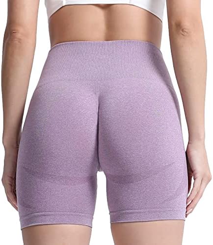 מכנסיים קצרים חלקים של Aoxjox קווי מתאר לנשים מכנסיים קצרים של אימון מותניים גבוהים מכנסי כושר מכנסיים