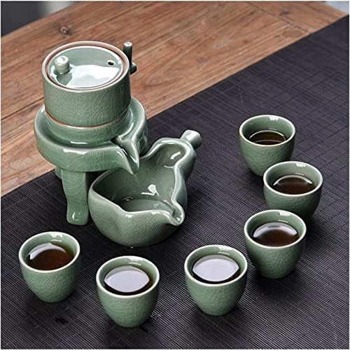 ערכת תה סינית של גונגפו סינית מעוצבת לאחרונה חצי אוטומטי קונג פו סט תה 6 כוסות תה ותה קומקום אחד מערך
