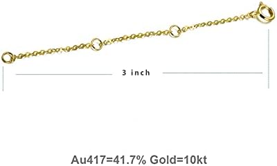 מאריך שרשרת שרשרת זהב מלא 10 קראט 2 אינץ '/ 3 אינץ '/ 4 אינץ', מאריך שרשרת זהב מתכוונן עמיד עדין לצמיד שרשרת זהב