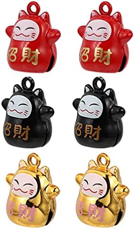 Nuobesty Decor Decor Yintage יפני שרשרת חתולים קסמי תכשיטים: 6 יחידות 15 ממ Maneki Neko Feng Shui