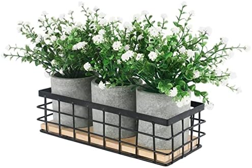 יאהלו 3 עציצים מלאכותיים צמחים פרחים לעיצוב בית מקורה, מרכזי שולחן קישוטי חדר אוכל, שולחן מרכזי דקור עבור קפה