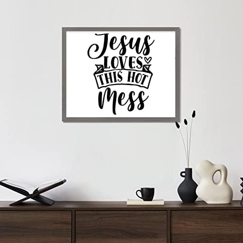 מסגרת עץ מסגרת שלט אמנות נוצרי אומר ישוע אוהב את התנך הבלגן החם הזה ציטוטים של שלט דקורטיבי מודרני עם מסגרת עץ