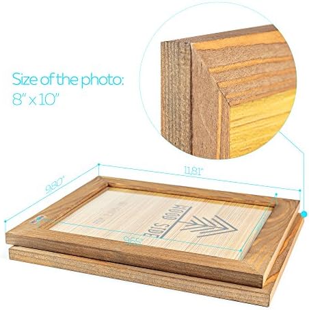 מסגרת תמונה מעץ כפרי 8x10 - מיוצרת לתמונות לתמונות 8x10 - סט של 2- עץ אקו טבעי עם זכוכית אמיתית