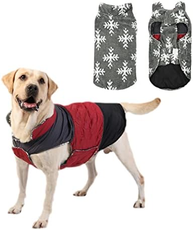 מעיל כלבים למזג אוויר קר, מעילי בטנה פרוותיים הפיכים עם חור רצועה, כלב בגדי חיית מחמד עמידים