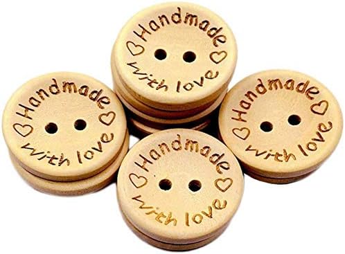 כפתורי עץ של 100 יחידים בעבודת יד עם אהבה עגולה כפתור תפירה 2 חורים מלאכת מלאכה כפתור תפאורה ציוד מלאכה