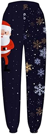 מכנסי טרנינג חג המולד של נשים XXBR סינץ 'תחתית חג המולד המותניים המותניים הגבוה