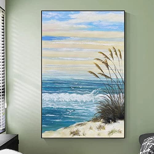 ZZCPT ART- ציור שמן מצויר ביד- מופשט צבעוני נוף חוף ים אמנות צילום אמנות קיר לחדר אוכל מגורים