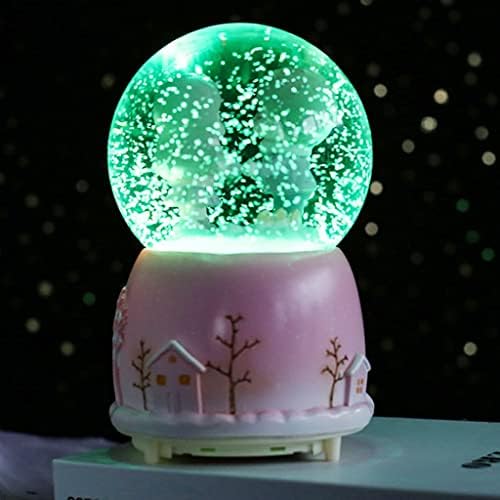 SLNFXC אורות צבע יצירתיים צפים פתיתי שלג לבן אור ירח זוג זכוכית כדורי בדולר קופסת מוסיקה קופסת