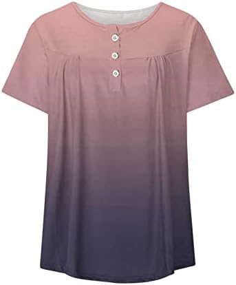 נשים חולצות מקרית טוניקת חולצות בציר מודפס אתני סגנון חולצה קצר שרוול הנלי חולצות צווארון מזדמן זורם