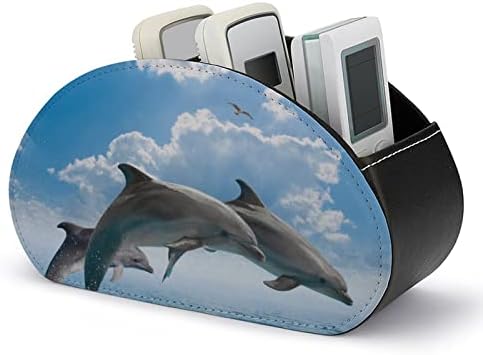 ים דולפינים ולווייתנים טלוויזיה שלט רחוק מחזיקי אופנה עור תיבת אחסון שולחן עבודה במשרד ארגונית עם 5 תא